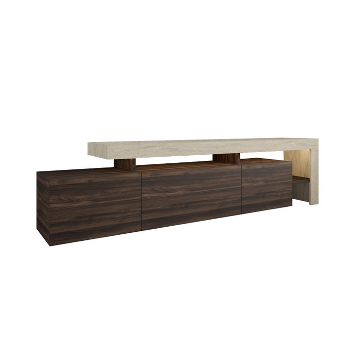 Hanah Home Soporte para TV Travertino y Nogal con Luces LED Hanah Home Soporte para TV Travertino y Nogal con Luces LED